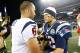 FOXBORO, MA - DECEMBER 10: Matt Schaub #8 of the Houston Texans shakes hands with Tom Brady #12 of the New England Patriots following the game at Gillette Stadium on December 10, 2012 in Foxboro, Massachusetts. (Photo by Jared Wickerham/Getty Images)