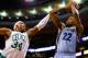 BOSTON, MA - JANUARY 2: Rudy Gay #22 of the Memphis Grizzlies takes a shot over Paul Pierce #34 of the Boston Celtics during the game on January 2, 2013 at TD Garden in Boston, Massachusetts. NOTE TO USER: User expressly acknowledges and agrees that, by downloading and or using this photograph, User is consenting to the terms and conditions of the Getty Images License Agreement. (Photo by Jared Wickerham/Getty Images)