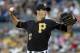 PITTSBURGH, PA - AUGUST 7: Jeff Karstens #27 of the Pittsburgh Pirates pitches against the Arizona Diamondbacks during the game on August 7, 2012 at PNC Park in Pittsburgh, Pennsylvania. (Photo by Justin K. Aller/Getty Images)