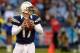 Dec 16, 2012; San Diego, CA, USA; San Diego Chargers quarterback Philip Rivers (17) drops back to pass during the third quarter against the Carolina Panthers at Qualcomm Stadium. Mandatory Credit: Jake Roth-USA TODAY Sports