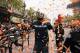 Sergio Romo celebrating with the fans during the team's parade