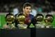 BARCELONA, SPAIN - JANUARY 16: Leo Messi of Barcelona FC displays his four ballons d'or to the audience prior to the Copa del Rey Quarter Final match between Barcelona FC and Malaga CF at Camp Nou on January 16, 2013 in Barcelona, Spain. (Photo by Gonzalo Arroyo Moreno/Getty Images)