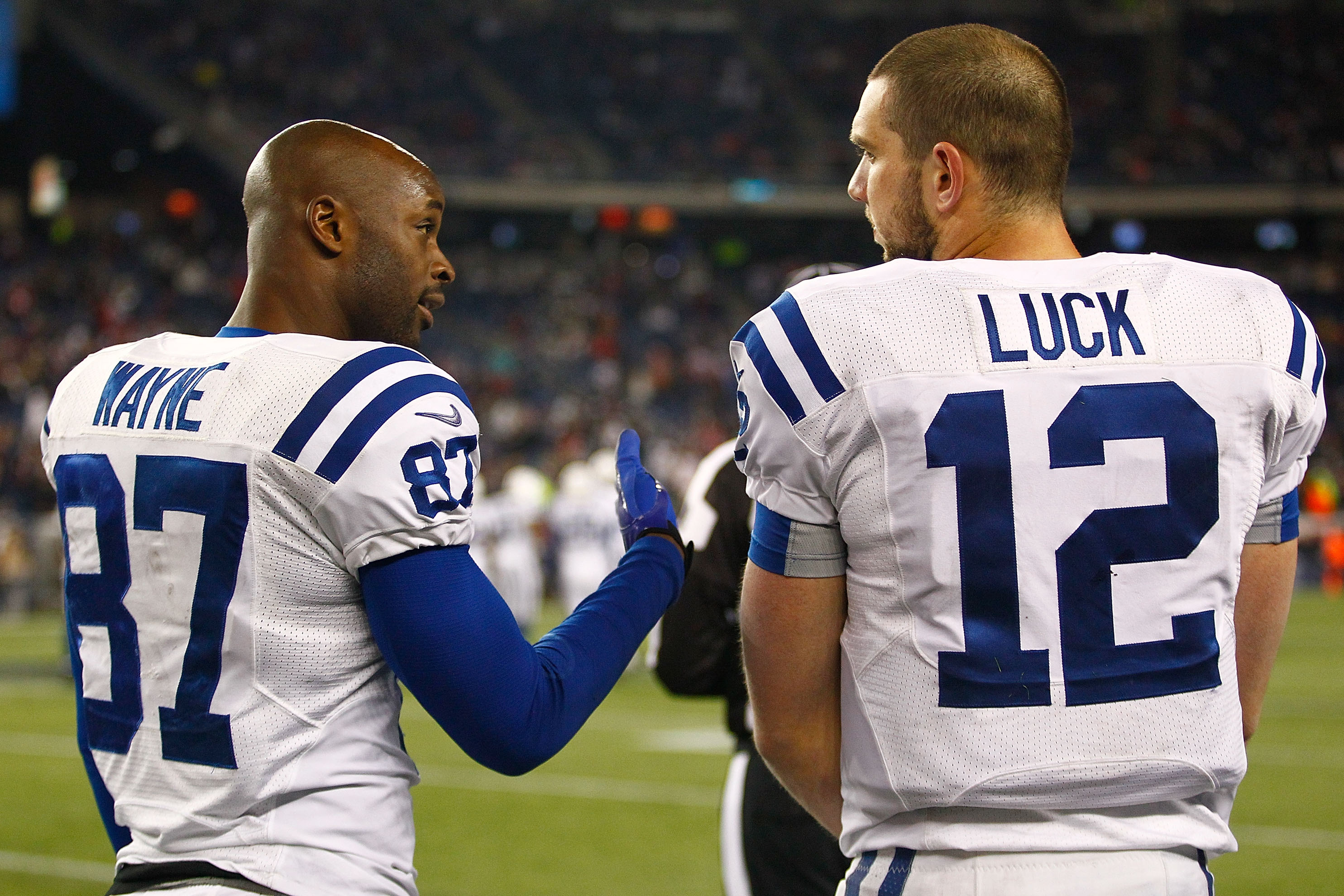 Andrew Luck, Reggie Wayne catch up at national championship game