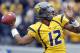 MORGANTOWN, WV - NOVEMBER 03: Geno Smith #12 of the West Virginia Mountaineers drops back to pass against the TCU Horned Frogs during the game on November 3, 2012 at Mountaineer Field in Morgantown, West Virginia. (Photo by Justin K. Aller/Getty Images)