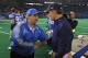 30 DEC 2001: Head Coach Dick Jauron of the Chicago Bears is congratulated by Detroit Lions Head Coach Marty Mornhinweg in Pontiac, Michigan. Chicago won 24-0. DIGITALIMAGE. Mandatory Credit: Tom Pidgeon/Getty Images