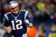 FOXBORO, MA - JANUARY 13: Tom Brady #12 of the New England Patriots reacts after a touchdown in the second quarter against the Houston Texans during the 2013 AFC Divisional Playoffs game at Gillette Stadium on January 13, 2013 in Foxboro, Massachusetts. (Photo by Jim Rogash/Getty Images)