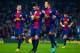 BARCELONA, SPAIN - JANUARY 10: David Villa of FC Barcelona celebrates with his team-mates after scoring their second goal during the Copa del Rey round of sixteen second leg match between FC Barcelona and Cordoba CF at Camp Nou on January 10, 2013 in Barcelona, Spain. (Photo by David Ramos/Getty Images)