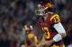 LOS ANGELES, CA - NOVEMBER 24: Max Wittek #13 of the USC Trojans leaves the field after his intercepted pass by KeiVarae Russell #6 of the Notre Dame Fighting Irish during the second quarter at Los Angeles Memorial Coliseum on November 24, 2012 in Los Angeles, California. (Photo by Harry How/Getty Images)
