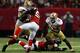ATLANTA, GA - JANUARY 20: Running back Frank Gore #21 of the San Francisco 49ers runs the ball in the third quarter against the Atlanta Falcons in the NFC Championship game at the Georgia Dome on January 20, 2013 in Atlanta, Georgia. (Photo by Mike Ehrmann/Getty Images)