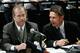 COLUMBUS, OH - JUNE 23: Assistant General Manager Jim Nill and General Manager Ken Holland attend the 2007 NHL Entry Draft at Nationwide Arena on June 23, 2007 in Columbus, Ohio. (Photo by Bruce Bennett/Getty Images)