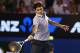 MELBOURNE, AUSTRALIA - JANUARY 21: Roger Federer of Switzerland plays a forehand in his fourth round match against Milos Raonic of Canada during day eight of the 2013 Australian Open at Melbourne Park on January 21, 2013 in Melbourne, Australia. (Photo by Mark Kolbe/Getty Images)