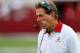 TUSCALOOSA, AL - SEPTEMBER 08: Head coach Nick Saban of the Alabama Crimson Tide looks on during the game against the Western Kentucky Hilltoppers at Bryant-Denny Stadium on September 8, 2012 in Tuscaloosa, Alabama. (Photo by Kevin C. Cox/Getty Images)