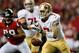 ATLANTA, GA - JANUARY 20: Quarterback Colin Kaepernick #7 of the San Francisco 49ers runs with the ball against defensive end Cliff Matthews #98 of the Atlanta Falcons in the second quarter in the NFC Championship game at the Georgia Dome on January 20, 2013 in Atlanta, Georgia. (Photo by Kevin C. Cox/Getty Images)