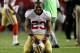 ATLANTA, GA - JANUARY 20: LaMichael James #23 of the San Francisco 49ers reacts after the 49ers defesnse stops the Atlanta Falcons on fourth down in the fourth quarter in the NFC Championship game at the Georgia Dome on January 20, 2013 in Atlanta, Georgia. (Photo by Chris Graythen/Getty Images)