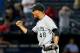 ATLANTA, GA - SEPTEMBER 12: Leo Nunez #46 of the Florida Marlins reacts after their 5-4 win in the 12th inning against the Atlanta Braves at Turner Field on September 12, 2011 in Atlanta, Georgia. (Photo by Kevin C. Cox/Getty Images)