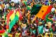 PORT ELIZABETH, SOUTH AFRICA - JANUARY 20: Ghana fans celebrate after Emmanuel Agyeman Badu of Ghana scored a goal during the 2013 African Cup of Nations match between Ghana and Congo DR at Nelson Mandela Bay Stadium on January 20, 2013 in Port Elizabeth, South Africa. (Photo by Richard Huggard/Gallo Images/Getty Images)