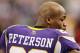 MINNEAPOLIS, MN - DECEMBER 30: Adrian Peterson #28 of the Minnesota Vikings after a game against Green Bay Packers on December 30, 2012 at Mall of America Field at the Hubert H. Humphrey Metrodome in Minneapolis, Minnesota. The Vikings defeated the Packers 37-34. (Photo by Andy Clayton King/Getty Images)