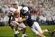 Oct 27, 2012; University Park, PA, USA; Penn State Nittany Lions linebacker Mike Hull (43) sacks Ohio State Buckeyes quarterback Braxton Miller (5) during the second quarter at Beaver Stadium. Mandatory Credit: Rich Barnes-USA TODAY Sports