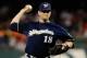 WASHINGTON, DC - SEPTEMBER 21: Shaun Marcum #18 of the Milwaukee Brewers throws a pitch against the Washington Nationals at Nationals Park on September 21, 2012 in Washington, DC. (Photo by Patrick McDermott/Getty Images)