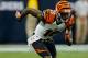HOUSTON, TX - JANUARY 05: A.J. Green #18 of the Cincinnati Bengals runs a play during the game against the Houston Texans at Reliant Stadium on January 5, 2013 in Houston, Texas. (Photo by Scott Halleran/Getty Images)
