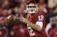 NORMAN, OK - OCTOBER 27: Landry Jones #12 of the Oklahoma Sooners throws against the Notre Dame Fighting Irish at Gaylord Family Oklahoma Memorial Stadium on October 27, 2012 in Norman, Oklahoma. (Photo by Ronald Martinez/Getty Images)