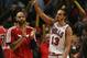 CHICAGO, IL - DECEMBER 08: Carlos Boozer #5 and Joakim Noah #13 of the Chicago Bulls celebrate a win over the New York Knicks at the United Center on December 8, 2012 in Chicago, Illinois. The Bulls defeated the Knicks 93-85. NOTE TO USER: User expressly acknowledges and agrees that, by downloading and or using this photograph, User is consenting to the terms and conditions of the Getty Images License Agreement. (Photo by Jonathan Daniel/Getty Images)