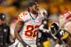PITTSBURGH, PA - NOVEMBER 12: Dwayne Bowe #82 of the Kansas City Chiefs reacts after being shaken up on a fourth quarter play while playing the Pittsburgh Steelers at Heinz Field on November 12, 2012 in Pittsburgh, Pennsylvania. Pittsburgh won the game 16-13 in overtime.(Photo by Gregory Shamus/Getty Images)