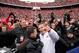 COLUMBUS, OH - NOVEMBER 24: Head coach Urban Meyer of the Ohio State Buckeyes celebrates the Buckeyes' 26-21 win over the Michigan Wolverines at Ohio Stadium on November 24, 2012 in Columbus, Ohio. (Photo by Jamie Sabau/Getty Images)