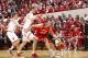 BLOOMINGTON, IN - JANUARY 15: Cody Zeller #40 and Jordan Hulls #1 of the Indiana Hoosiers defend the basket against Jared Berggren #40 of the Wisconsin Badgers during the game at Assembly Hall on January 15, 2013 in Bloomington, Indiana. (Photo by Joe Robbins/Getty Images)