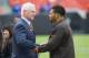CLEVELAND, OH - NOVEMBER 4: Team owner Jimmy Haslam shakes hands with cornerback Joe Haden #23 of the Cleveland Browns prior to the game against the Baltimore Ravens at Cleveland Browns Stadium on November 4, 2012 in Cleveland, Ohio. (Photo by Jason Miller/Getty Images)