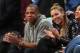 NEW YORK, NY - NOVEMBER 23: Jay Z and Beyonce take in the game between the Brooklyn Nets and the Los Angeles Clippers at the Barclays Center on November 23, 2012 in the Brooklyn borough of New York City. NOTE TO USER: User expressly acknowledges and agrees that, by downloading and/or using this photograph, user is consenting to the terms and conditions of the Getty Images License Agreement. (Photo by Bruce Bennett/Getty Images)