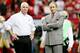 ATLANTA, GA - JANUARY 20: Head coach Mike Smith and owner Arthur Blank of the Atlanta Falcons watch warm ups before the Falcons take on the San Francisco 49ers in the NFC Championship game at the Georgia Dome on January 20, 2013 in Atlanta, Georgia. (Photo by Kevin C. Cox/Getty Images)
