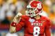 August 31, 2012; Atlanta, GA, USA; North Carolina State Wolfpack quarterback Mike Glennon (8) calls an audible in the first quarter against the Tennessee Volunteers at the Georgia Dome. Mandatory Credit: Daniel Shirey-USA TODAY Sports