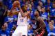 OKLAHOMA CITY, OK - JUNE 14: Kevin Durant #35 of the Oklahoma City Thunder posts up LeBron James #6 of the Miami Heat in the third quarter in Game Two of the 2012 NBA Finals at Chesapeake Energy Arena on June 14, 2012 in Oklahoma City, Oklahoma. NOTE TO USER: User expressly acknowledges and agrees that, by downloading and or using this photograph, User is consenting to the terms and conditions of the Getty Images License Agreement. (Photo by Ronald Martinez/Getty Images)