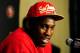 NEW ORLEANS, LA - JANUARY 28: San Francisco 49ers defensive end Aldon Smith speaks with the media during a media availability session for Super Bowl XLVII at the New Orleans Marriot on January 28, 2013 in New Orleans, Louisiana. (Photo by Stacy Revere/Getty Images)
