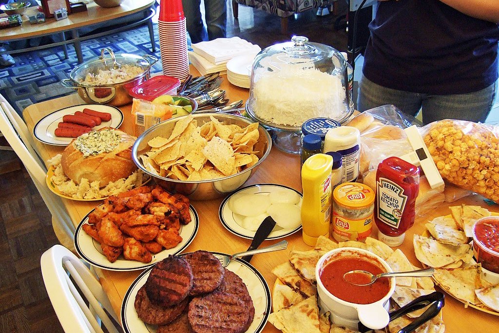 Our Super Bowl Football Party! - B. Lovely Events  Super bowl table, Super  bowl football party, Superbowl party