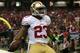 ATLANTA, GA - JANUARY 20: Running back LaMichael James #23 of the San Francisco 49ers celebrates after scoring on a 15-yard touchdown run in the second quarter against the Atlanta Falcons in the NFC Championship game at the Georgia Dome on January 20, 2013 in Atlanta, Georgia. (Photo by Streeter Lecka/Getty Images)
