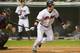 CLEVELAND, OH - SEPTEMBER 19: Travis Hafner #48 of the Cleveland Indians reaches first on an error during the fourth inning against the Minnesota Twins at Progressive Field on September 19, 2012 in Cleveland, Ohio. (Photo by Jason Miller/Getty Images)