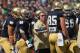 SOUTH BEND, IN - SEPTEMBER 08: Head coach Brian Kelly (R) of the Notre Dame Fighting Irish gives instructions to his team against the Purdue Boilermakers at Notre Dame Stadium on September 8, 2012 in South Bend, Indiana. Notre Dame defeated Purdue 21-17. (Photo by Jonathan Daniel/Getty Images)