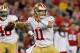GLENDALE, AZ - OCTOBER 29: Quarterback Alex Smith #11 of the San Francisco 49ers throws a pass against the Arizona Cardinals during an NFL game at University of Phoenix Stadium on October 29, 2012 in Glendale, Arizona. (Photo by Ralph Freso/Getty Images)