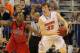 February 2, 2013; Gainesville, FL, USA; Florida Gators forward/center Erik Murphy (33) dribbles the ball as Ole Miss Rebels guard Jarvis Summers (32) attempted to defend during the second half at the Stephen C. O'Connell Center. Florida Gators defeated the Ole Miss Rebels 78-64. Mandatory Credit: Kim Klement-USA TODAY Sports