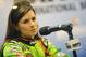 DAYTONA BEACH, FL - JANUARY 10: Danica Patrick, driver of the #10 GoDaddy.com Chevrolet, speaks with the media during NASCAR Sprint Cup Series Preseason Thunder testing at Daytona International Speedway on January 10, 2013 in Daytona Beach, Florida. (Photo by Jared C. Tilton/Getty Images for NASCAR)