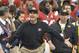 Feb 3, 2013; New Orleans, LA, USA; San Francisco 49ers head coach Jim Harbaugh reacts during the fourth quarter against the Baltimore Ravens in Super Bowl XLVII at the Mercedes-Benz Superdome. Mandatory Credit: Kirby Lee-USA TODAY Sports