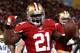 SAN FRANCISCO, CA - JANUARY 12: Running back Frank Gore #21 of the San Francisco 49ers celebrates after scoring a touchdown in the fourth quarter against the Green Bay Packers during the NFC Divisional Playoff Game at Candlestick Park on January 12, 2013 in San Francisco, California. (Photo by Stephen Dunn/Getty Images)