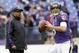 BALTIMORE, MD - DECEMBER 16: New offensive coordinator Jim Caldwell of the Baltimore Ravens looks on as quarterback Joe Flacco #5 warms up before the start of the Ravens game against the Denver Broncos at M&T Bank Stadium on December 16, 2012 in Baltimore, Maryland. (Photo by Rob Carr/Getty Images)
