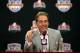 FORT LAUDERDALE, FL - JANUARY 08: Head coach Nick Saban of the Alabama Crimson Tide speaks to the media during the Discover BCS National Championship Press Conference at the Harbor Beach Marriott on January 8, 2013 in Fort Lauderdale, Florida. (Photo by Streeter Lecka/Getty Images)