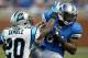 DETROIT, MI - NOVEMBER 20: Calvin Johnson #81of the Detroit Lions makes a fourth quarter catch behind Chris Gamble #20 of the Carolina Panthers at Ford Field on November 20, 2011 in Detroit, Michigan. Detroit won the game 49-35. (Photo by Gregory Shamus/Getty Images)