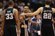 DALLAS, TX - JANUARY 25: Tony Parker #9 of the San Antonio Spurs reacts after getting hit in the eye against the Dallas Mavericks at American Airlines Center on January 25, 2013 in Dallas, Texas. NOTE TO USER: User expressly acknowledges and agrees that, by downloading and or using this photograph, User is consenting to the terms and conditions of the Getty Images License Agreement. (Photo by Ronald Martinez/Getty Images)