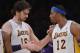LOS ANGELES, CA - JANUARY 27: Pau Gasol #16 and Dwight Howard #12 of the Los Angeles Lakers celebrate a play during a 106-95 win over the Oklahoma City Thunder at Staples Center on January 27, 2013 in Los Angeles, California. NOTE TO USER: User expressly acknowledges and agrees that, by downloading and or using this photograph, User is consenting to the terms and conditions of the Getty Images License Agreement. (Photo by Harry How/Getty Images)
