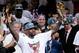 MIAMI, FL - JUNE 21: LeBron James #6 of the Miami Heat celebrates with the Bill Russell Finals MVP trophy after the Heat won 121-106 against the Oklahoma City Thunderin Game Five of the 2012 NBA Finals on June 21, 2012 at American Airlines Arena in Miami, Florida. NOTE TO USER: User expressly acknowledges and agrees that, by downloading and or using this photograph, User is consenting to the terms and conditions of the Getty Images License Agreement. (Photo by Mike Ehrmann/Getty Images)